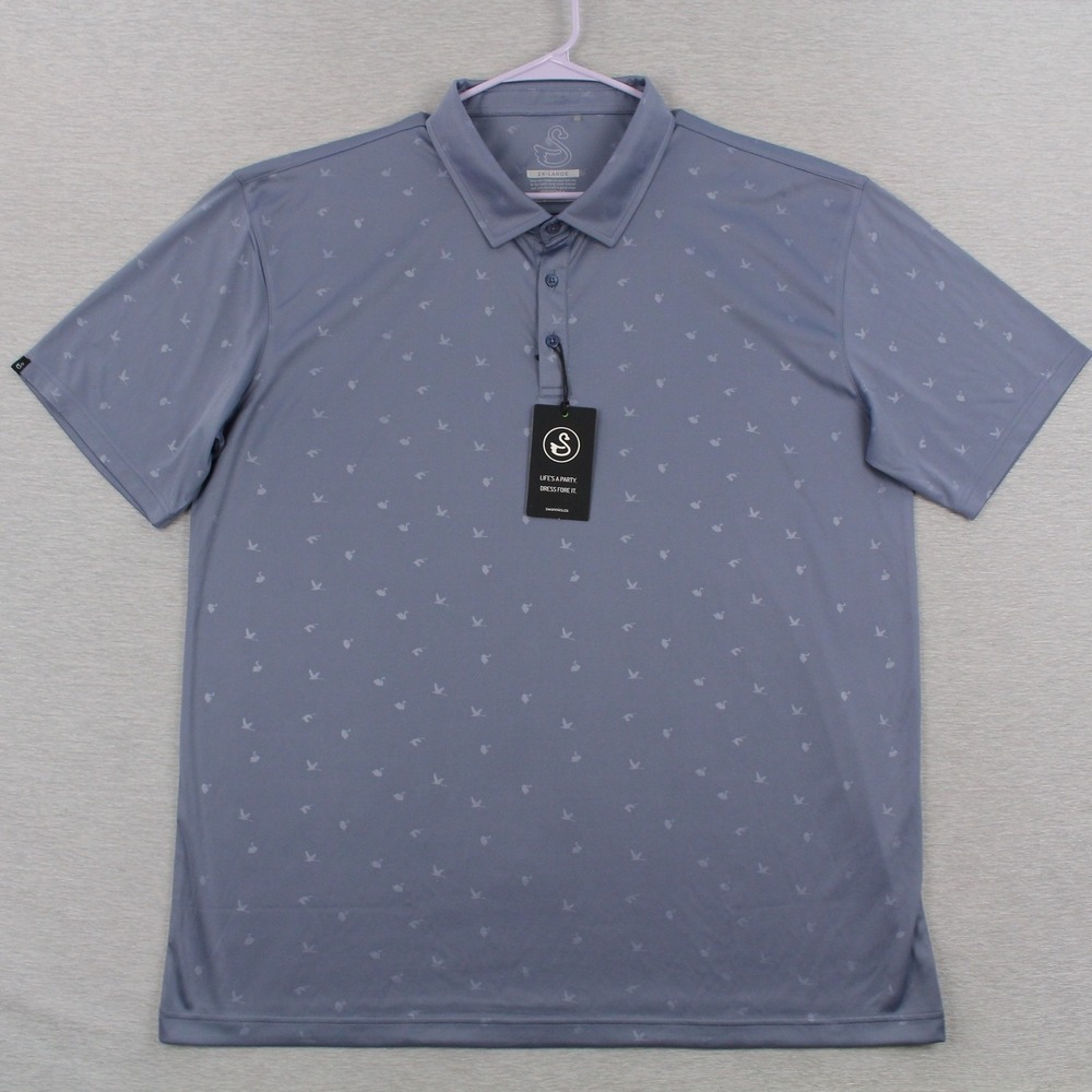 Swannies Byrd Polo Shirt Mens 2XL Bluestone Polyester Short Sleeve NEW